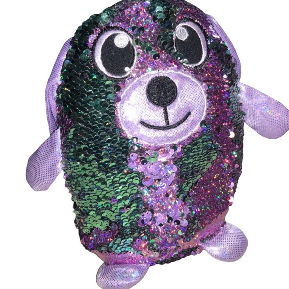 SHIMMEEZ Reversible Magic Sequins Purple & Turquoise Delilah the Dog 8” - Picture 5 of 12